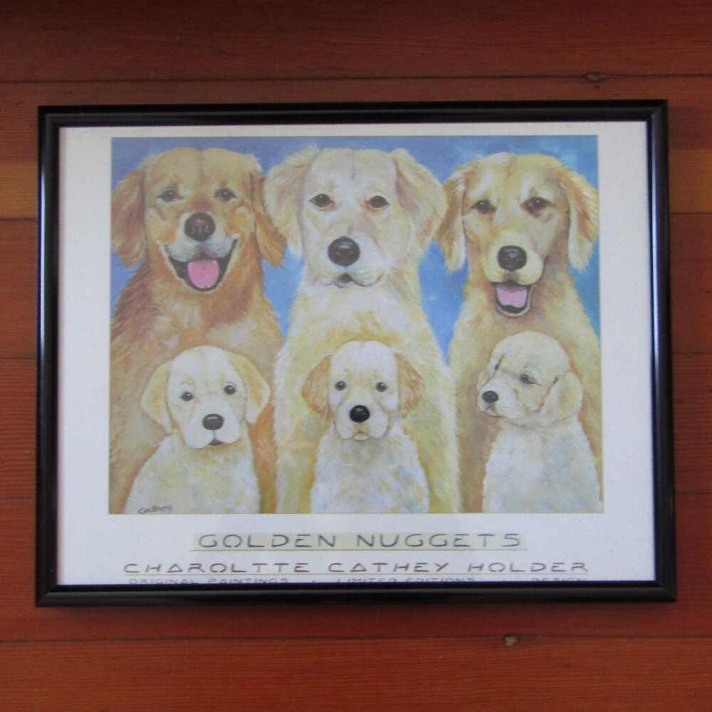 "Golden Nuggets" Print by Charlotte Cathey Holder - Framed Golden Retriever Art